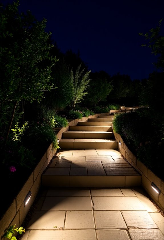 illuminated outdoor walkway lighting