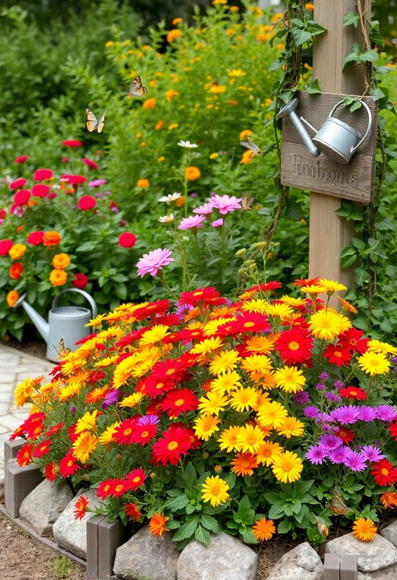 outdoor flower bed decorations