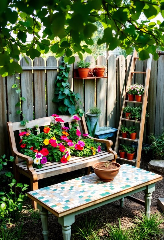 upcycled garden furniture decor