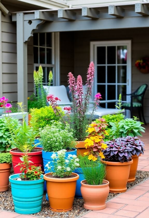 arranging containers for gardening