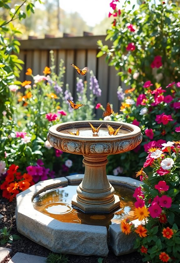 birdbath attracting backyard wildlife