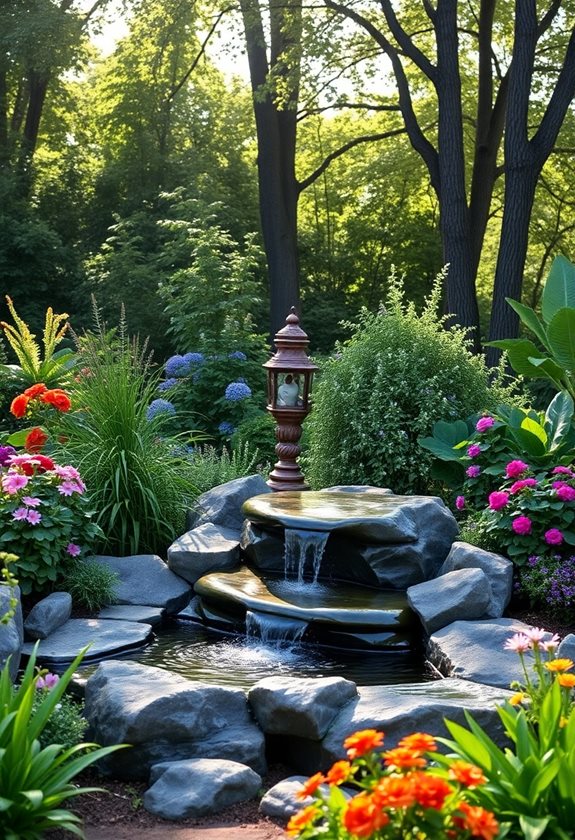 bubbling fountain garden serenity