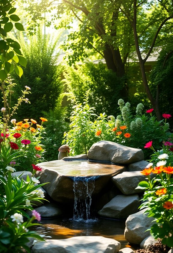 bubbling rock fountain beauty