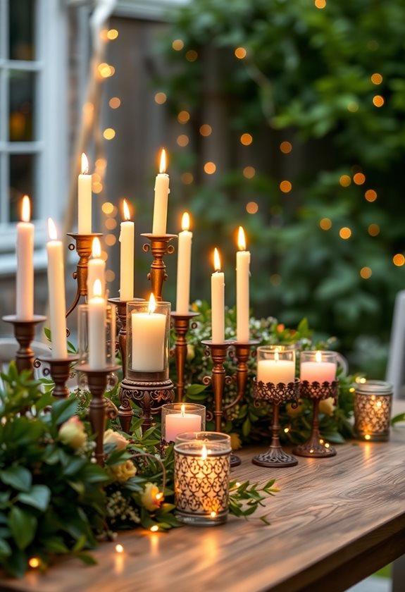 candlelit garden party centerpieces
