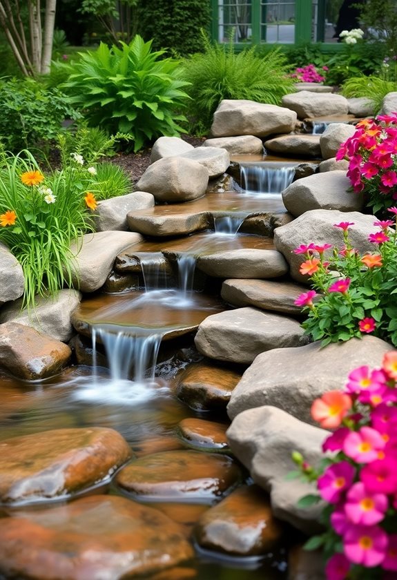 cascading water garden serenity