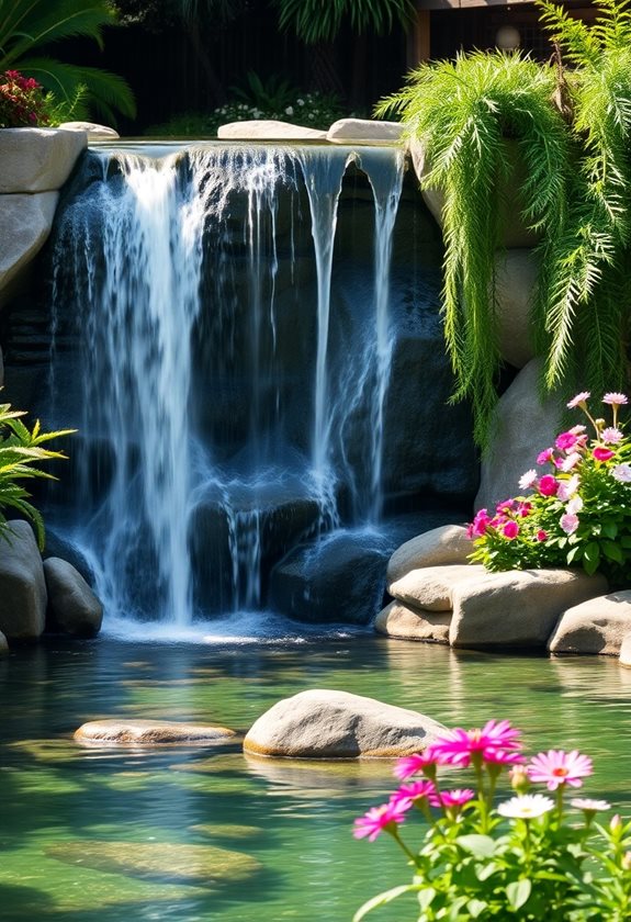 cascading waterfall backyard oasis