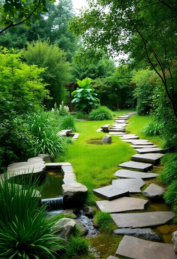 charming stone pathways with water