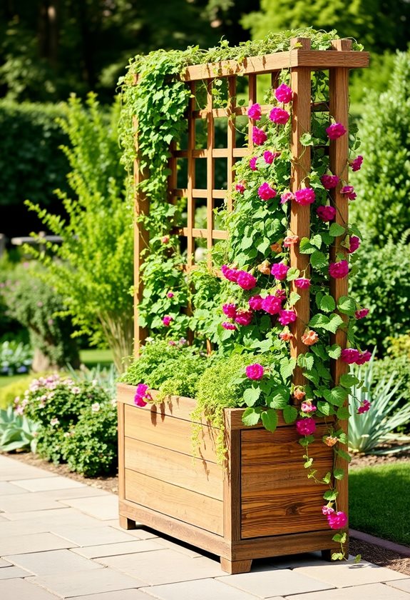 charming wooden trellis planters