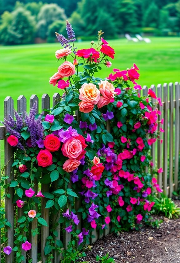 colorful blooms for fences