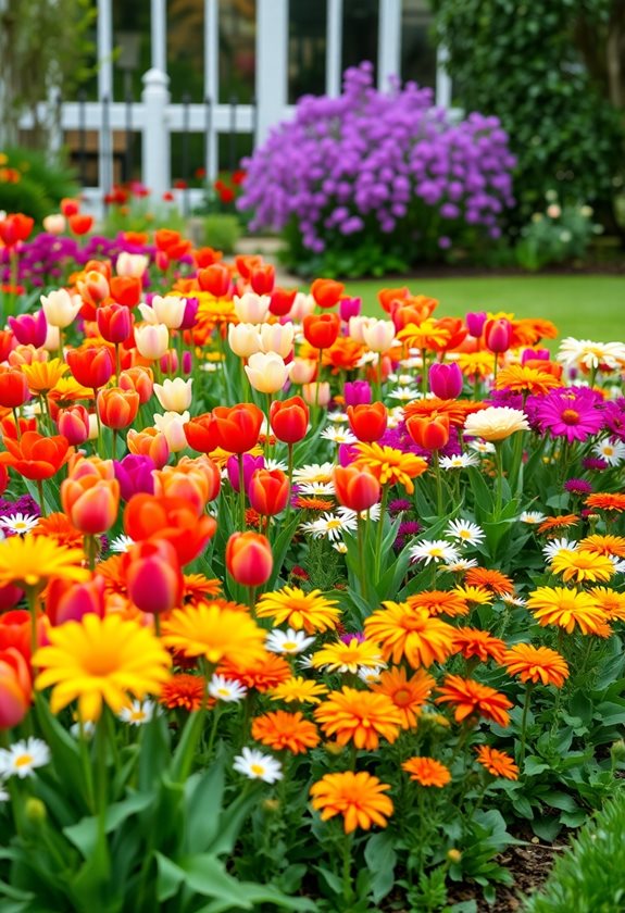 colorful flower beds attract pollinators