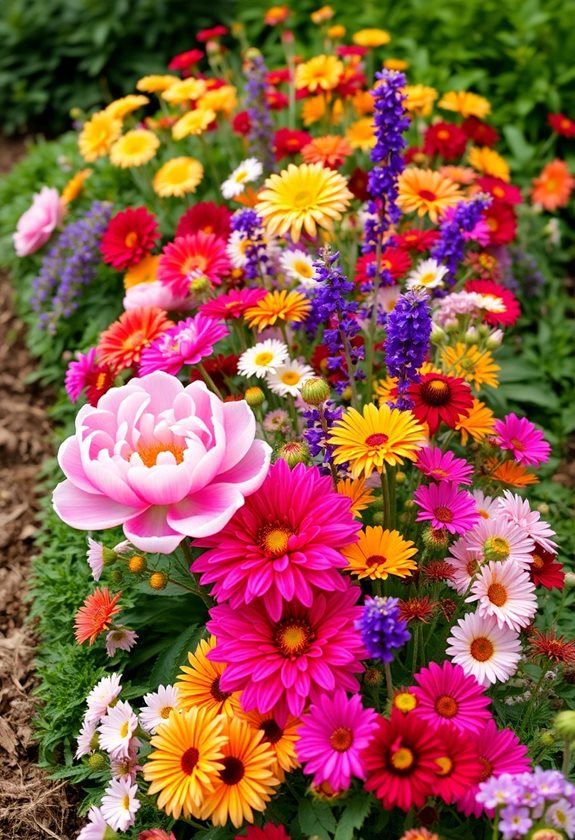 colorful flower border arrangement