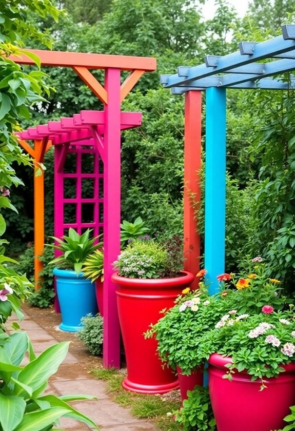 colorful functional garden structures