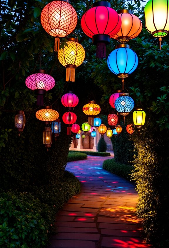 colorful garden lanterns ideas