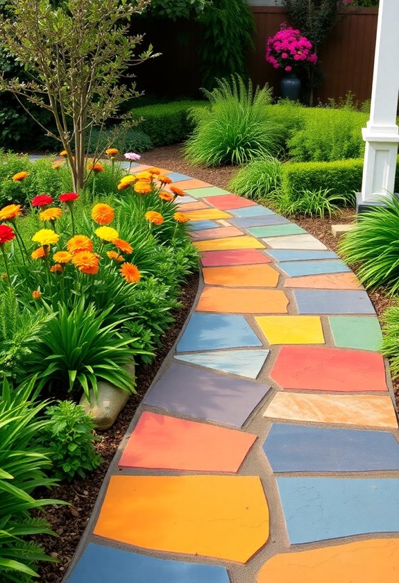 colorful garden pathway markings