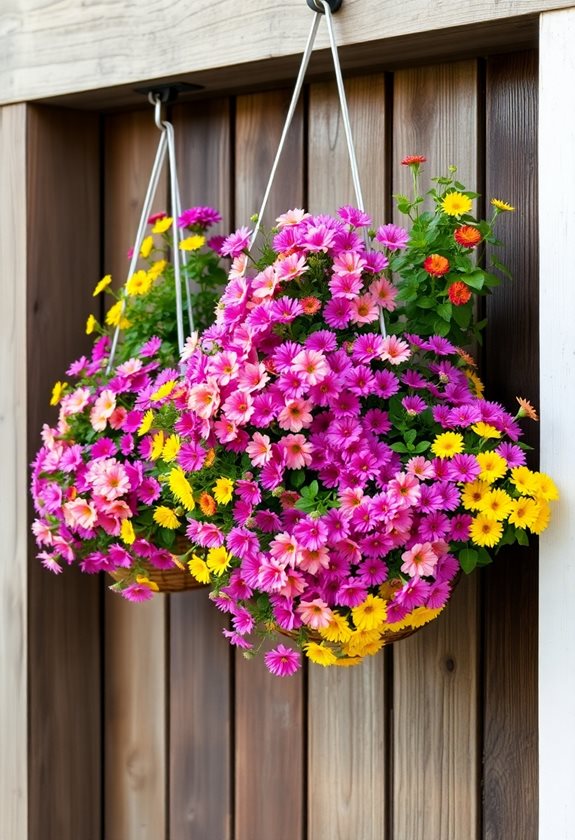 colorful hanging flower baskets
