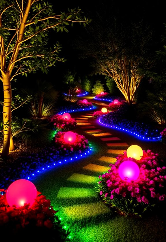 colorful illumination for gardens