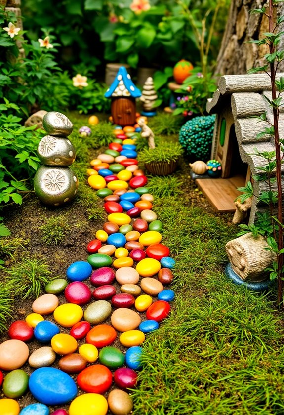 colorful pebble garden path