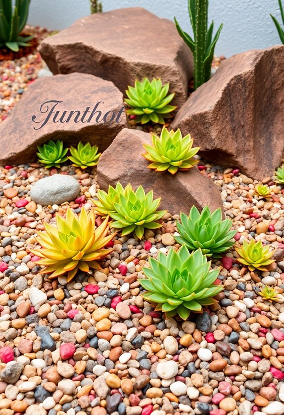 colorful rocks enhance succulents