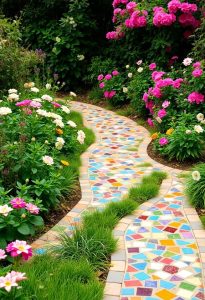 colorful tiled garden paths