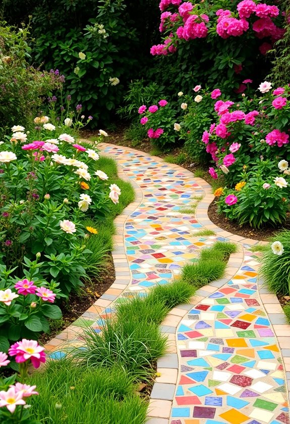 colorful tiled garden paths