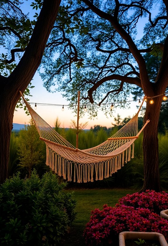 cozy backyard hammock setup