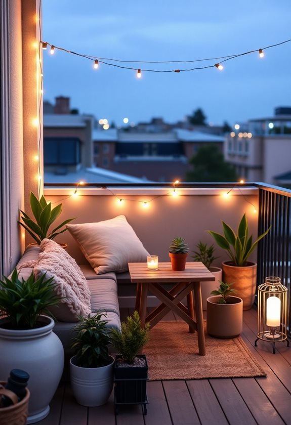cozy balcony seating area