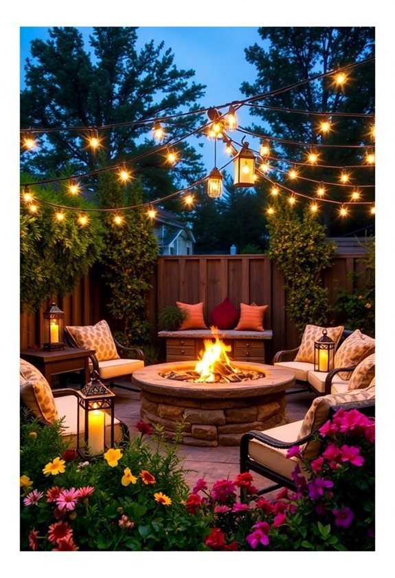 cozy fire pit lighting ideas