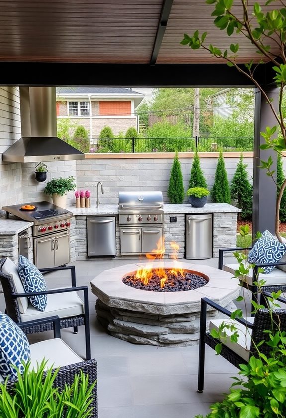 cozy fire pits and kitchens