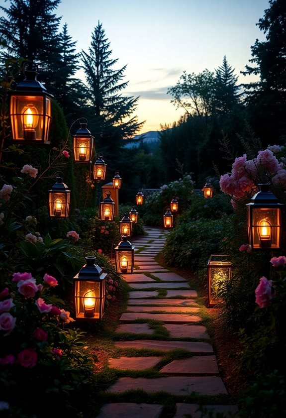 cozy garden lantern lighting