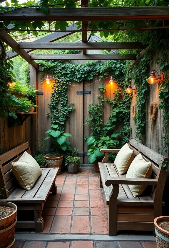 cozy rustic garden seating