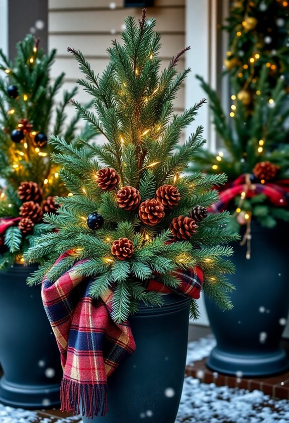 cozy winter planter decorations