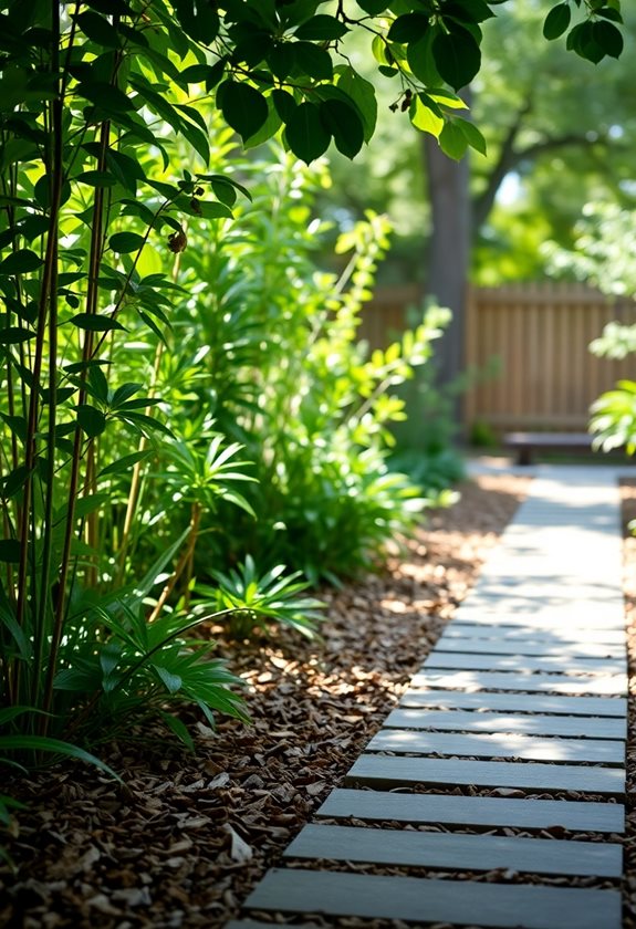 cozy wood chip walkways