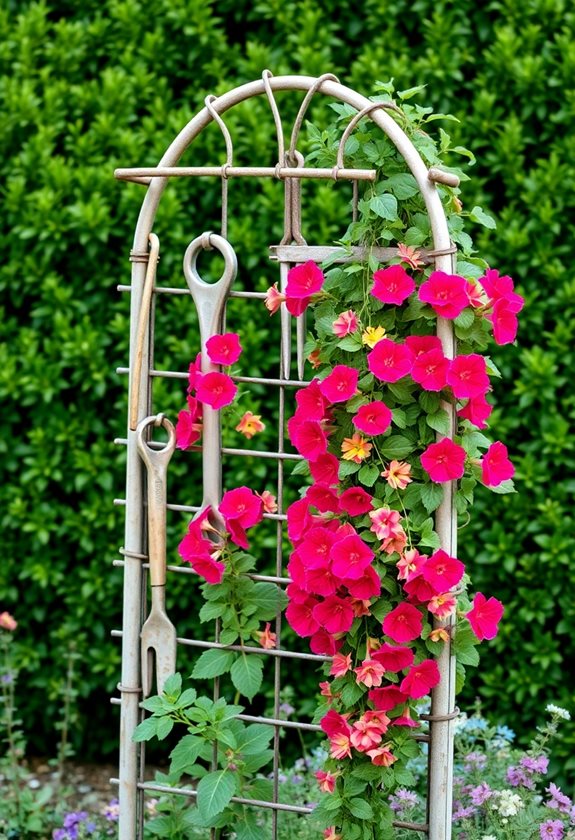 creative garden tool trellises