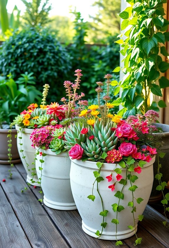 creative outdoor container arrangements