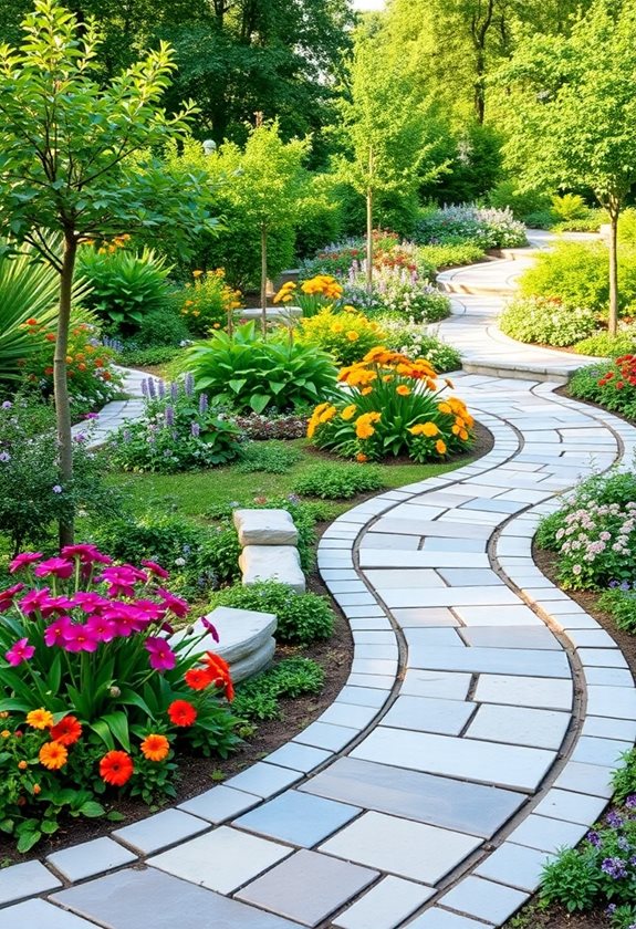 curved paver garden walkways