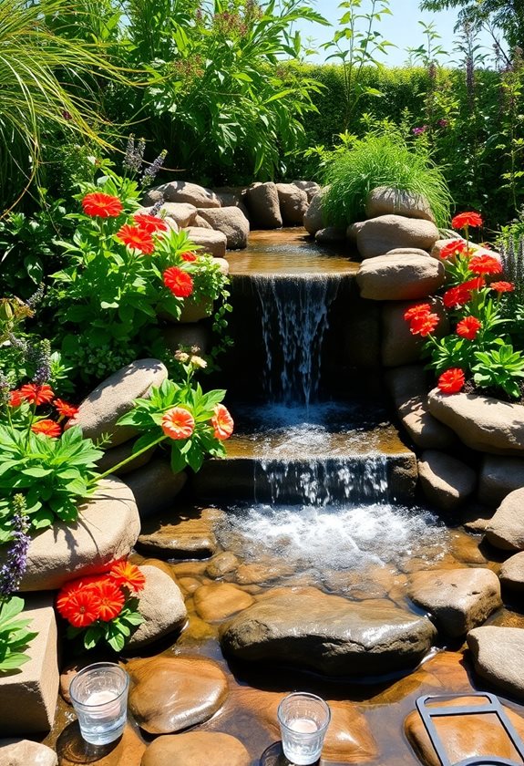 eco friendly garden waterfall feature