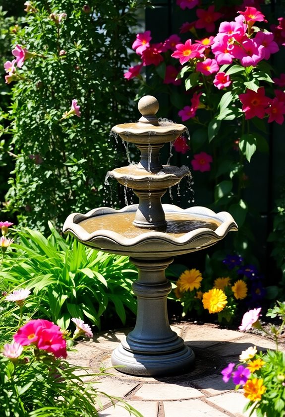elegant birdbaths with fountains
