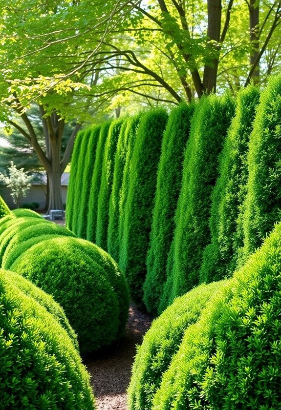 elegant evergreen privacy hedges