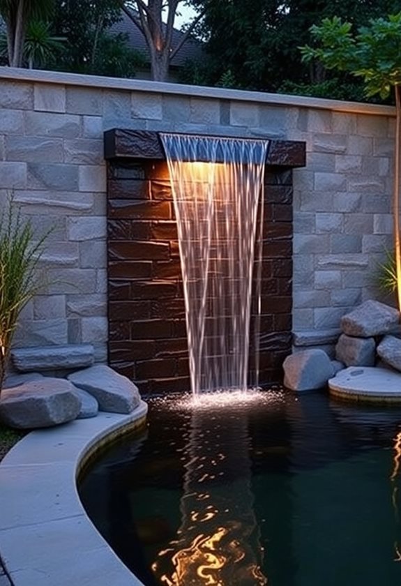elegant wall mounted waterfall features
