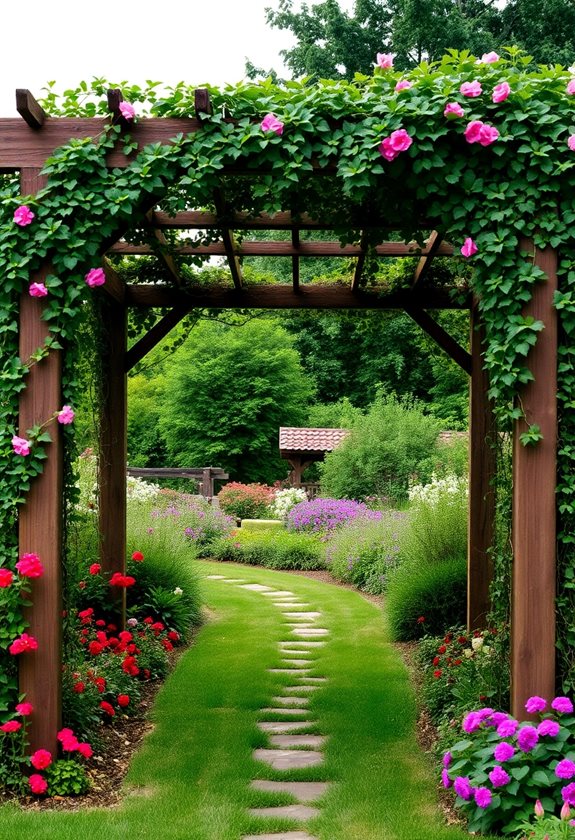 elegant wooden garden arbors