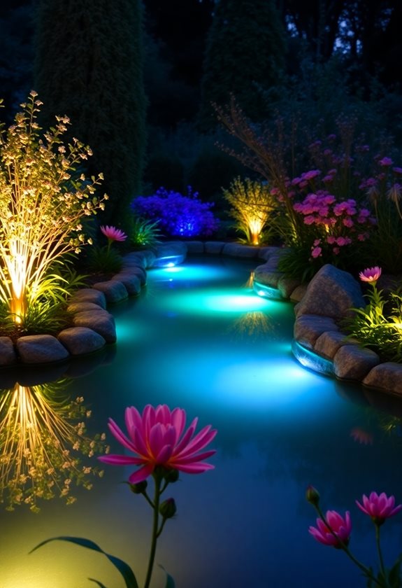 enchanting garden pond lighting