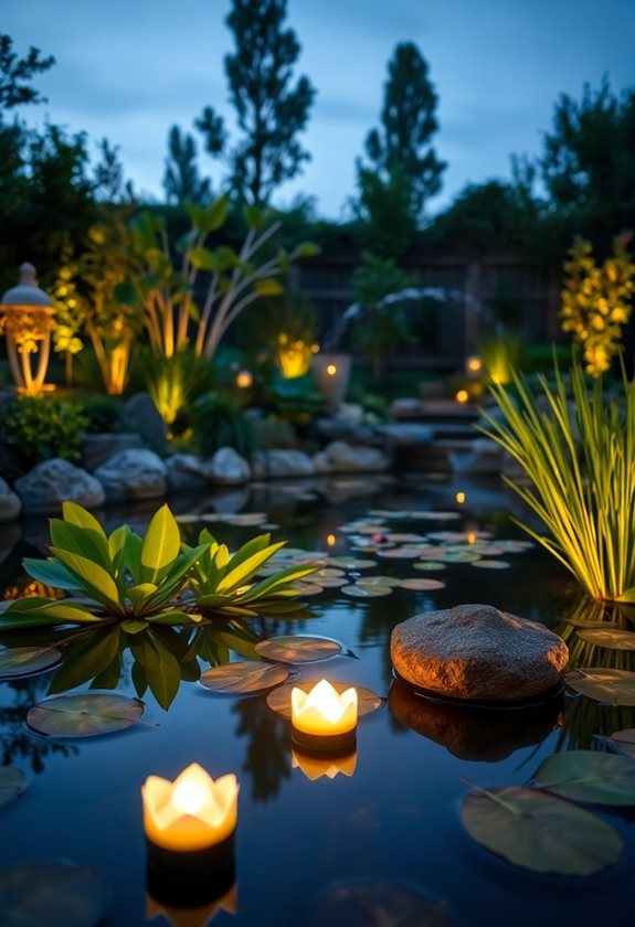 enchanting garden pond lighting