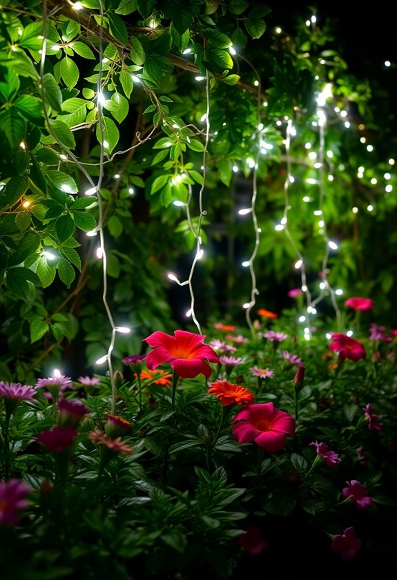enchanting garden with fairy lights