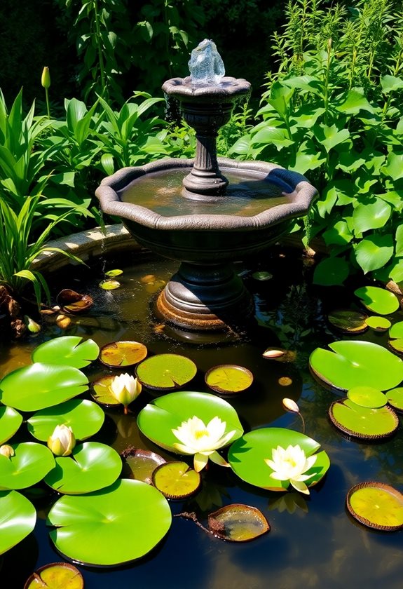 enhance fountain with aquatic plants