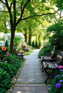 enhancing walkways with benches