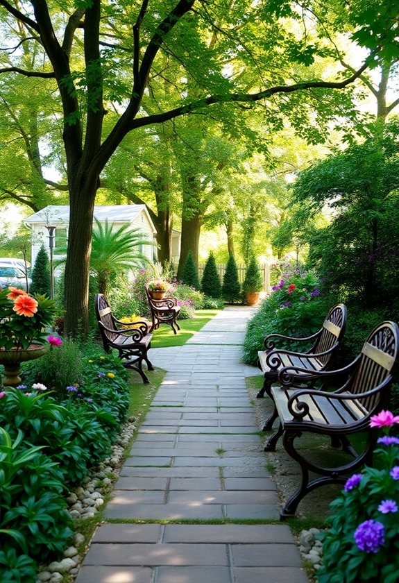 enhancing walkways with benches