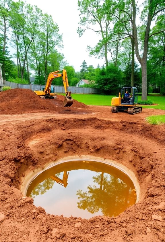 excavating pond for construction