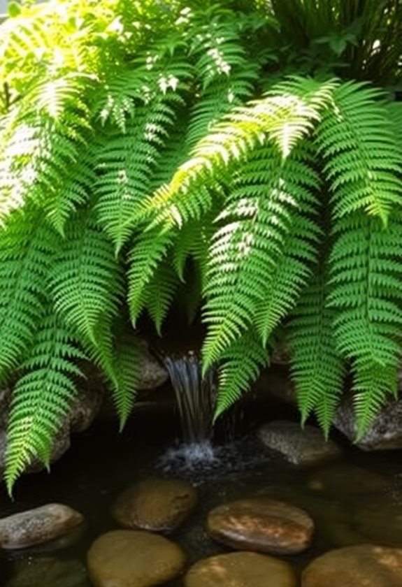 ferns enhancing water features
