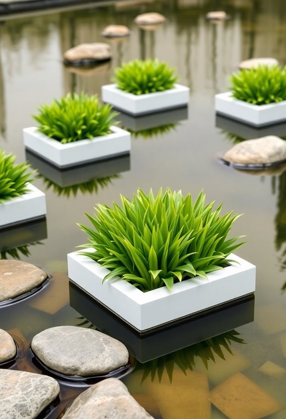 floating planters enhance tranquility