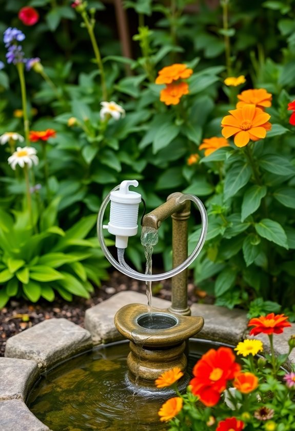 fountain with pump tubing